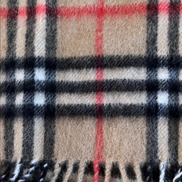 Vintage Burberry Classic Check Scarf in Tan and Red - Picture 3 of 4